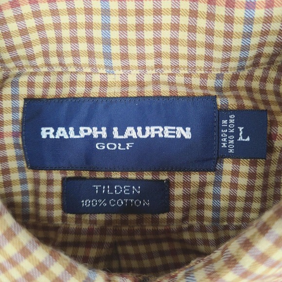 Ralph Lauren Shirt Men's Large Tilden Brown Golf Check Button-Down Long Sleeve - Picture 3 of 12